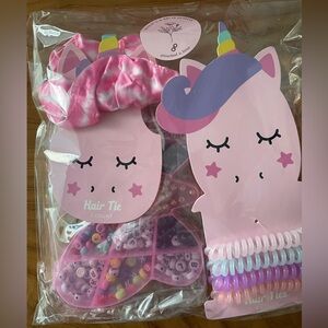 2.Rosebud Unicorn Girls Hair Accessories w/Bracelet making Set and plush unicorn